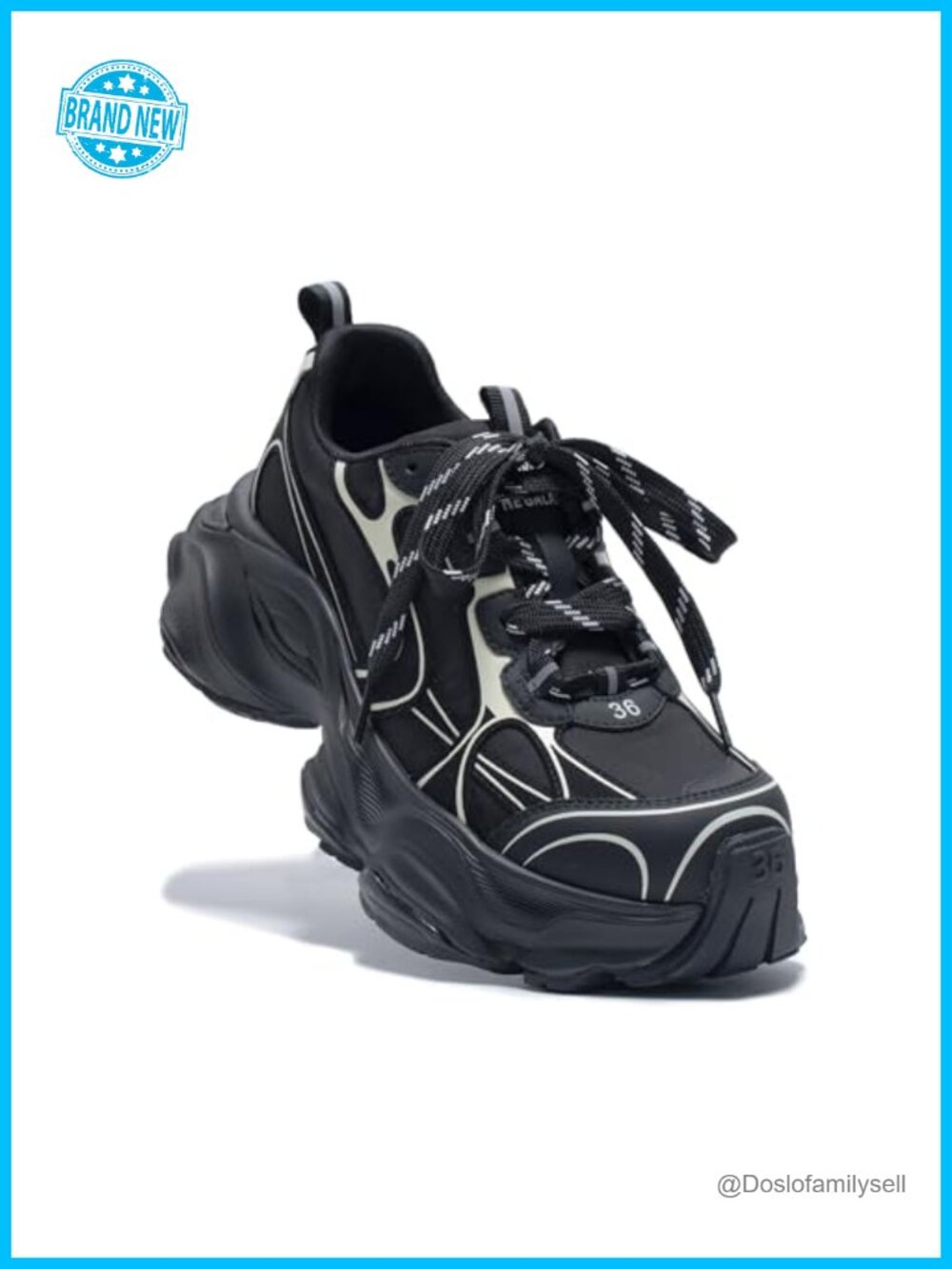 Chunky Sneakers for Women Leather Comfortable Dad Shoe Lace-Up Platform Walking